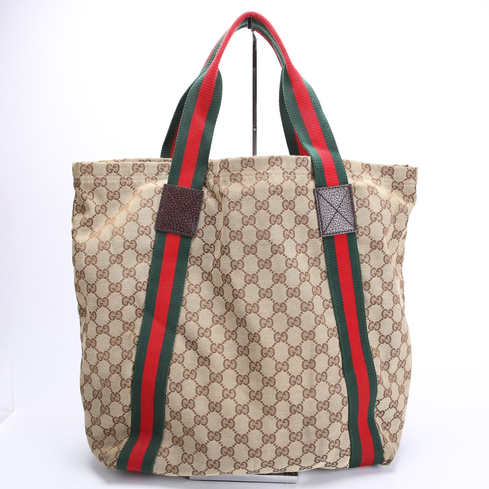 189669 GG Canvas Tote Brown/Beige/Red/Green