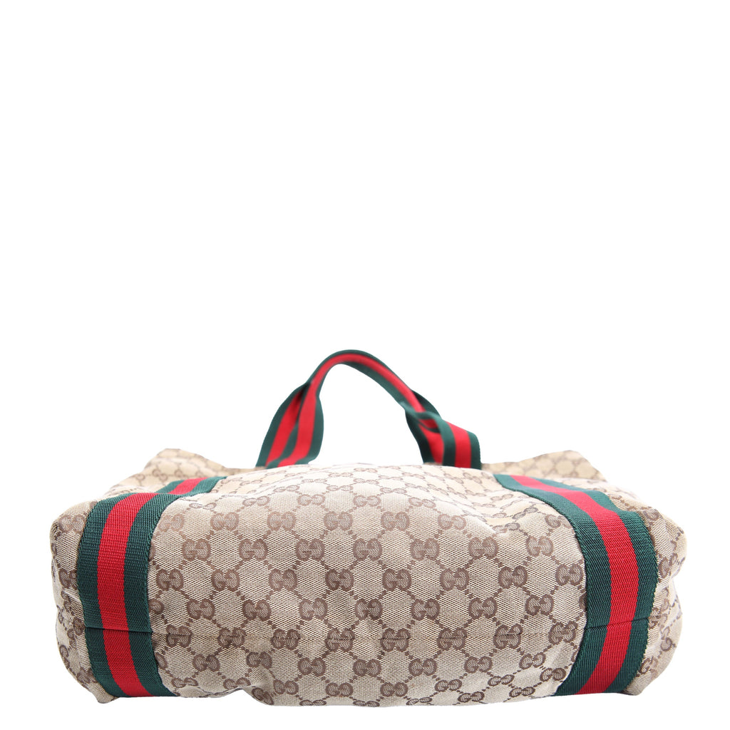 189669 GG Canvas Tote Brown/Beige/Red/Green