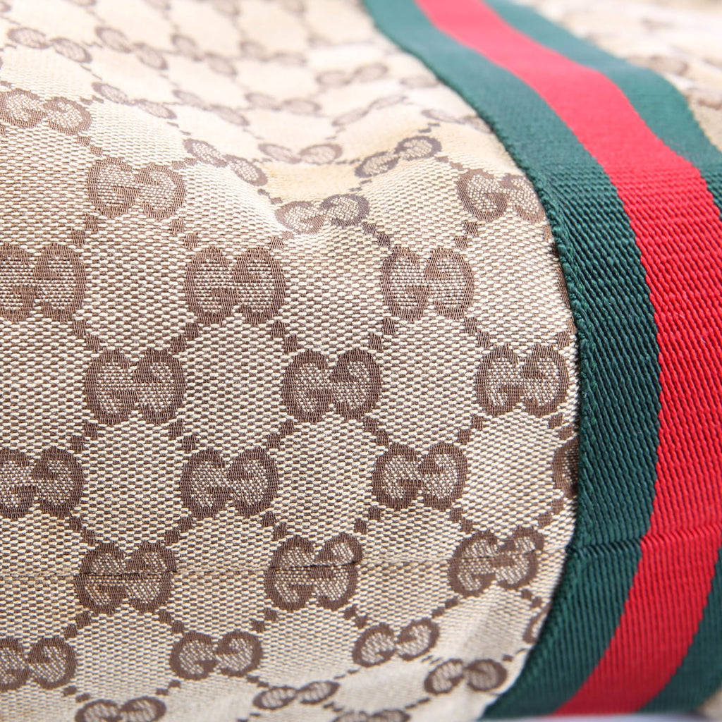 189669 GG Canvas Tote Brown/Beige/Red/Green