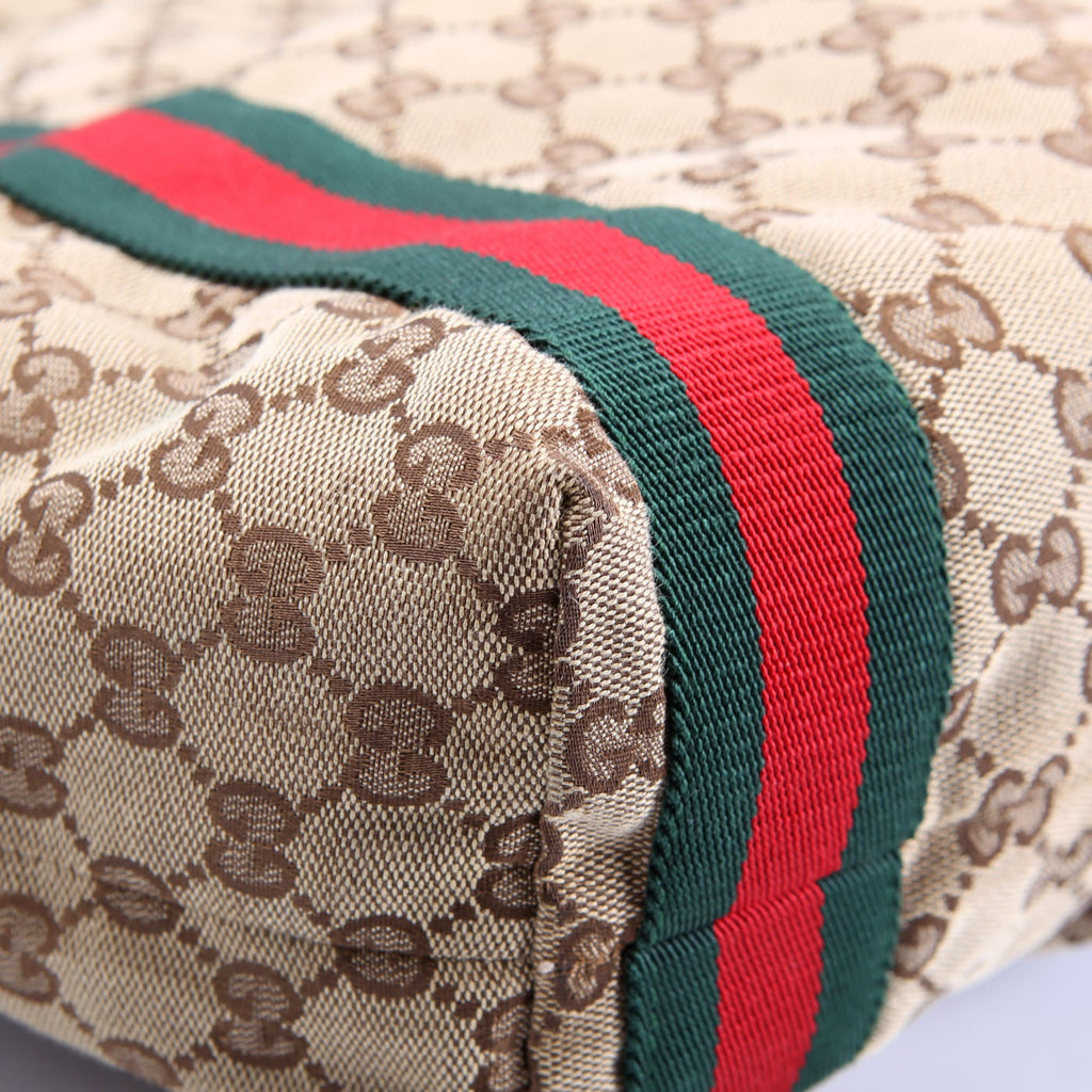 189669 GG Canvas Tote Brown/Beige/Red/Green