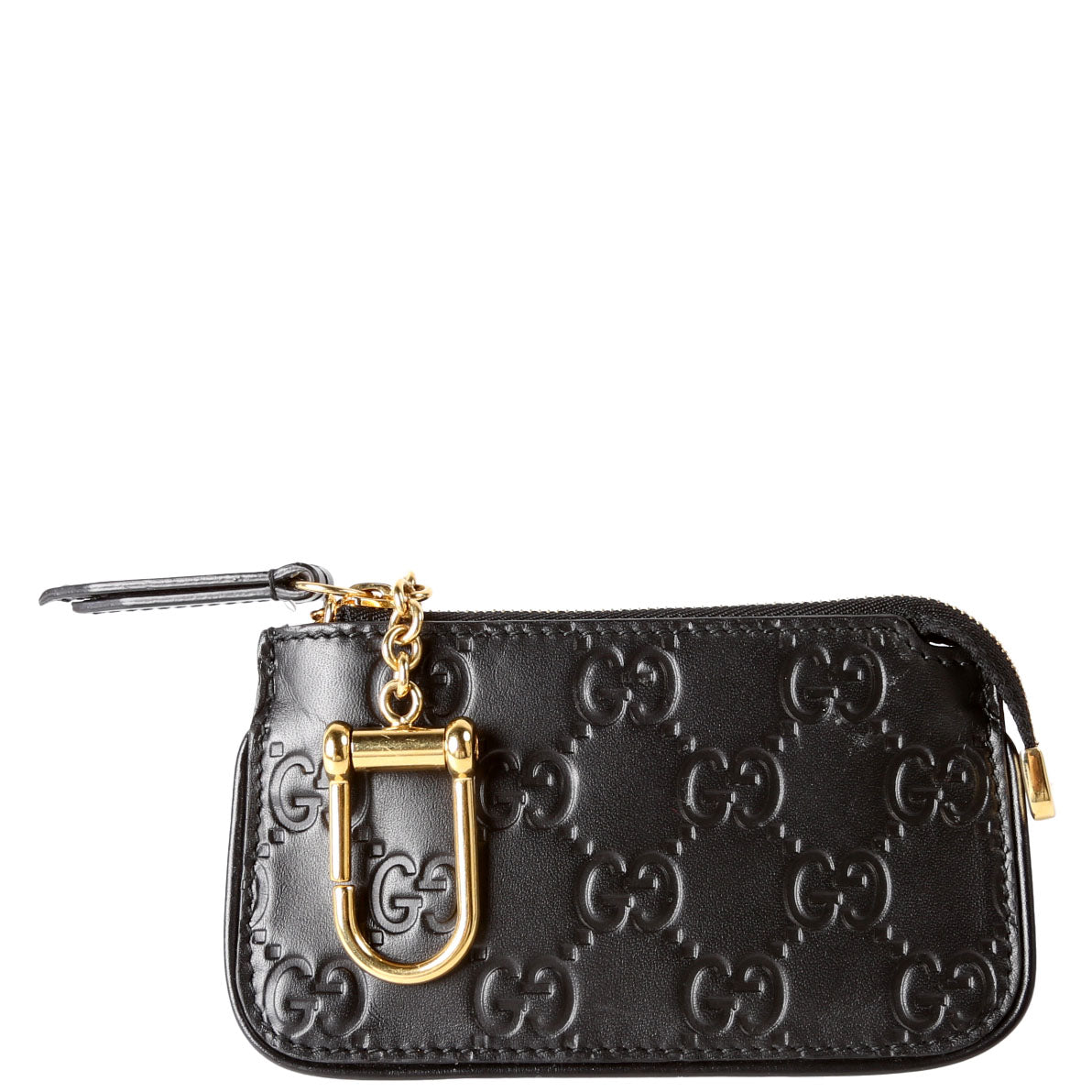 Gucci 447964 GG Leather Key Pouch Black
