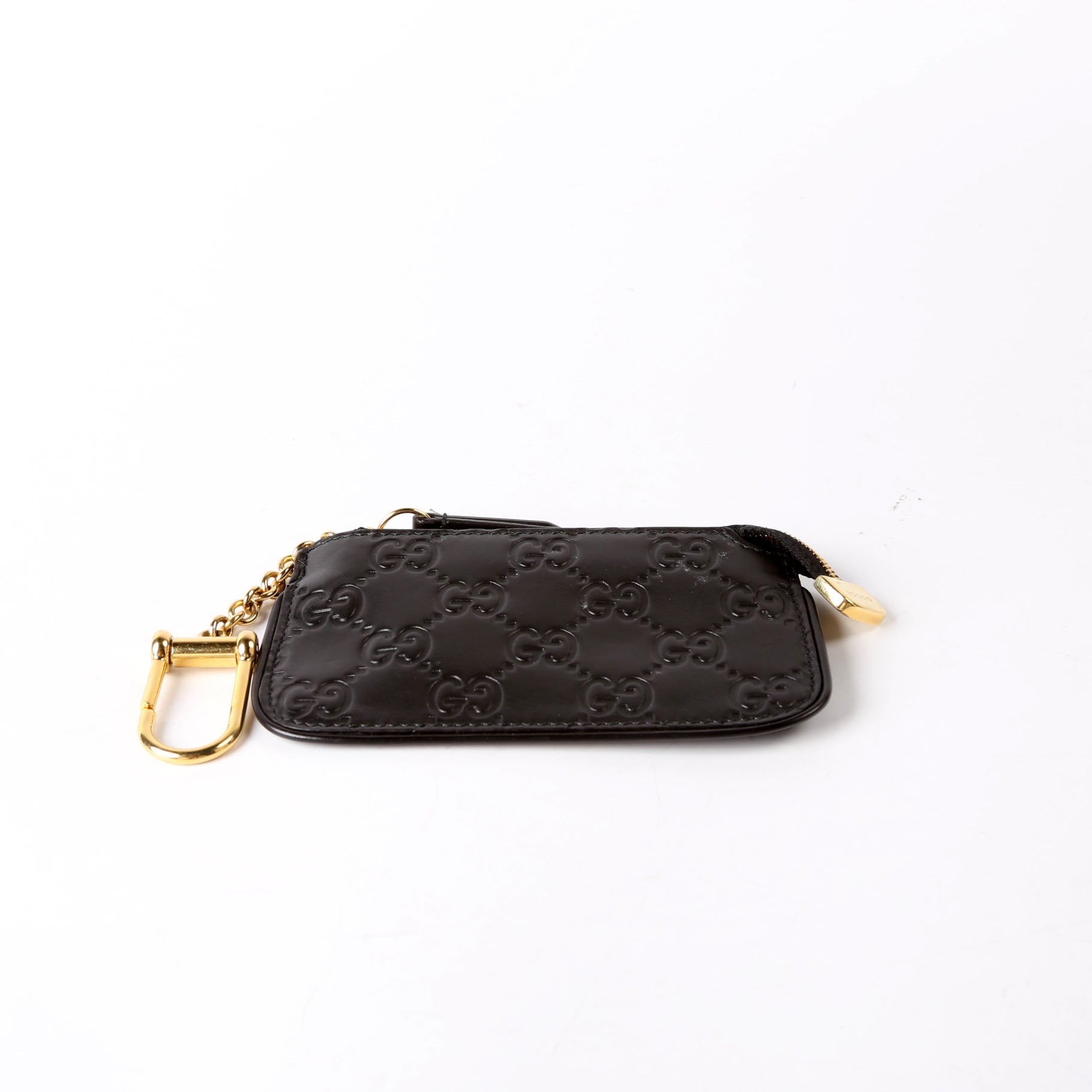 Gucci 447964 GG Leather Key Pouch Black