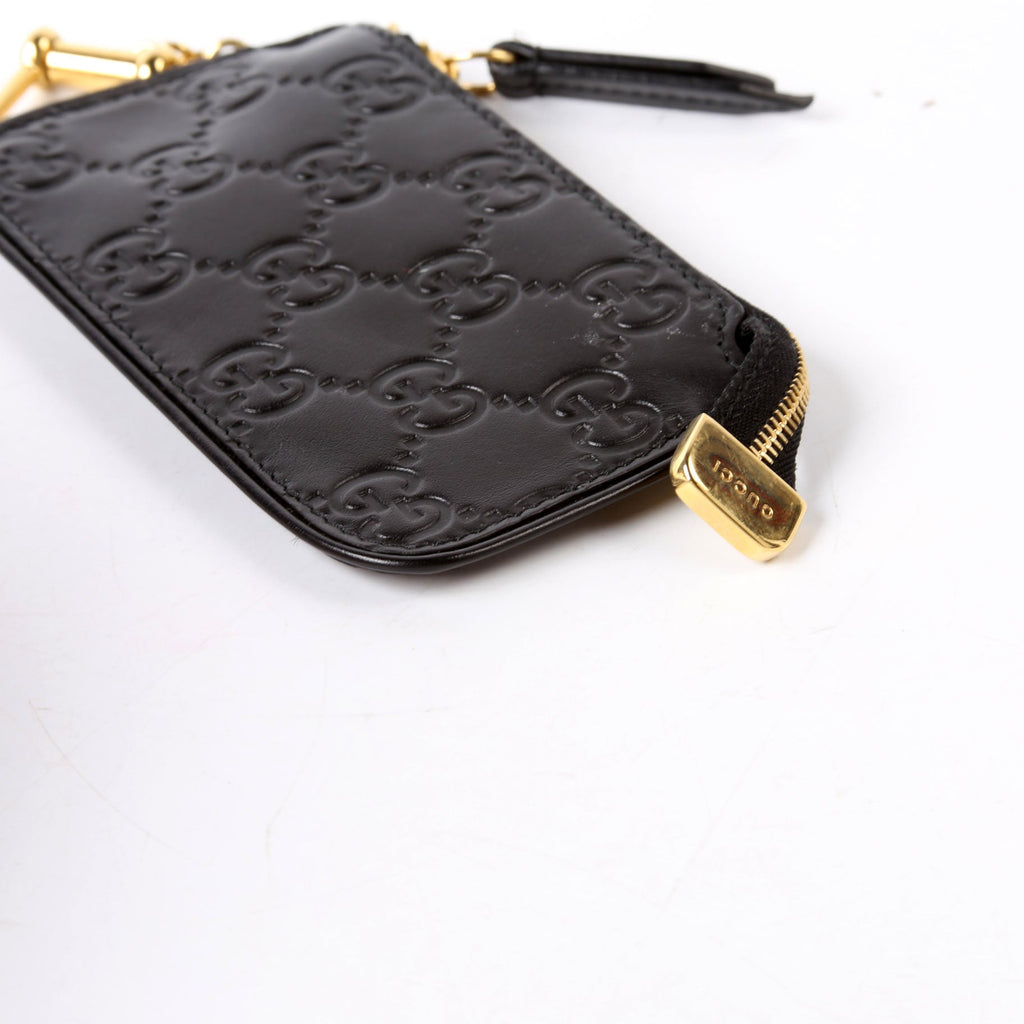 Gucci 447964 GG Leather Key Pouch Black