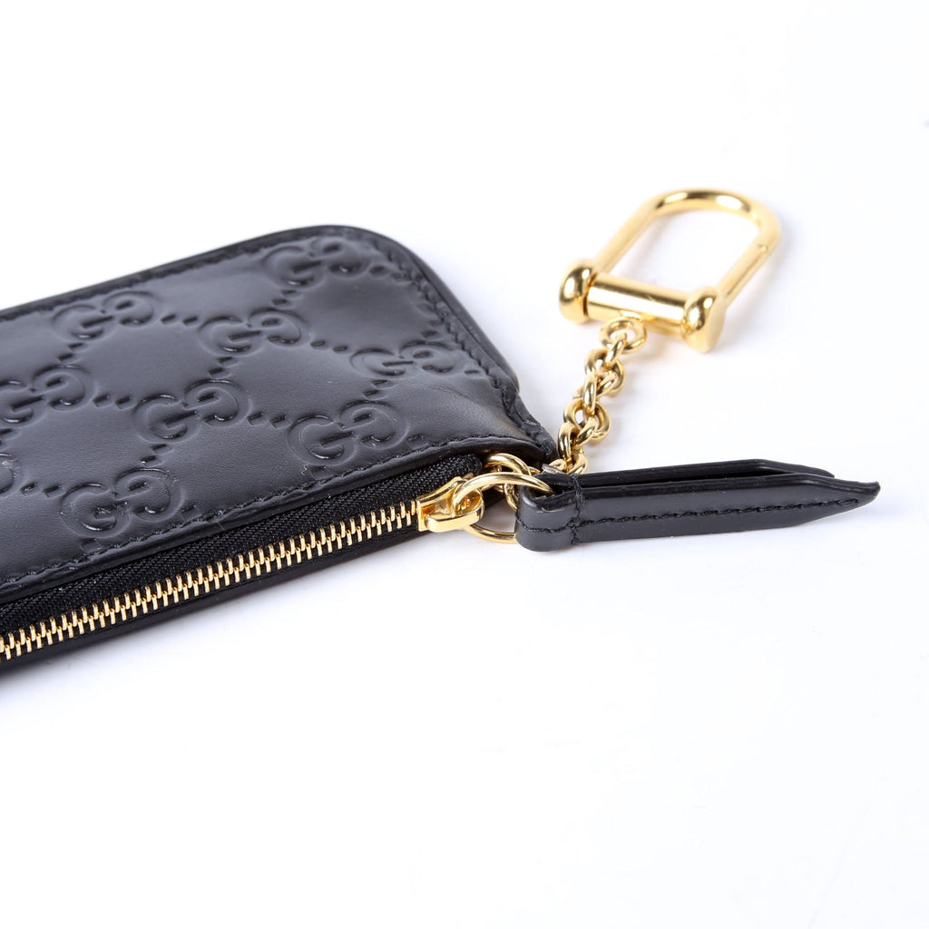 Gucci 447964 GG Leather Key Pouch Black
