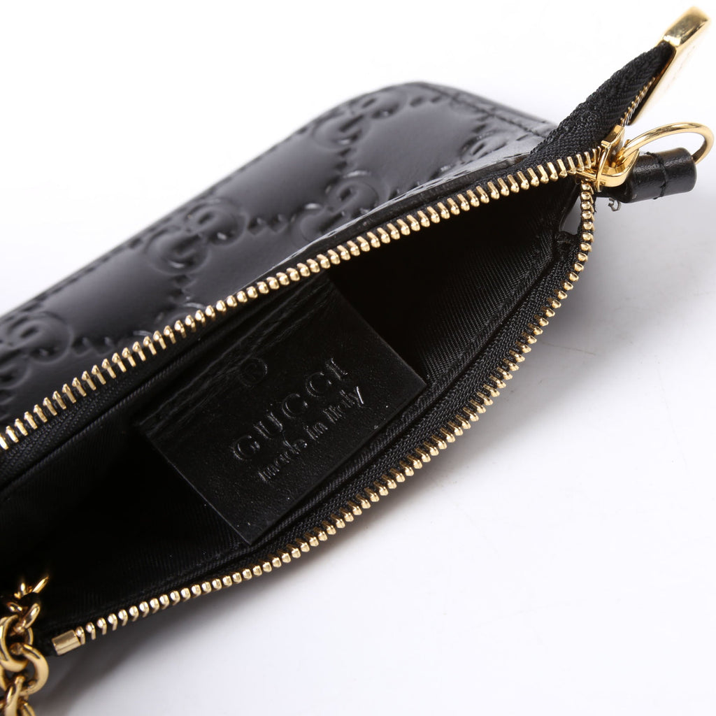 Gucci 447964 GG Leather Key Pouch Black