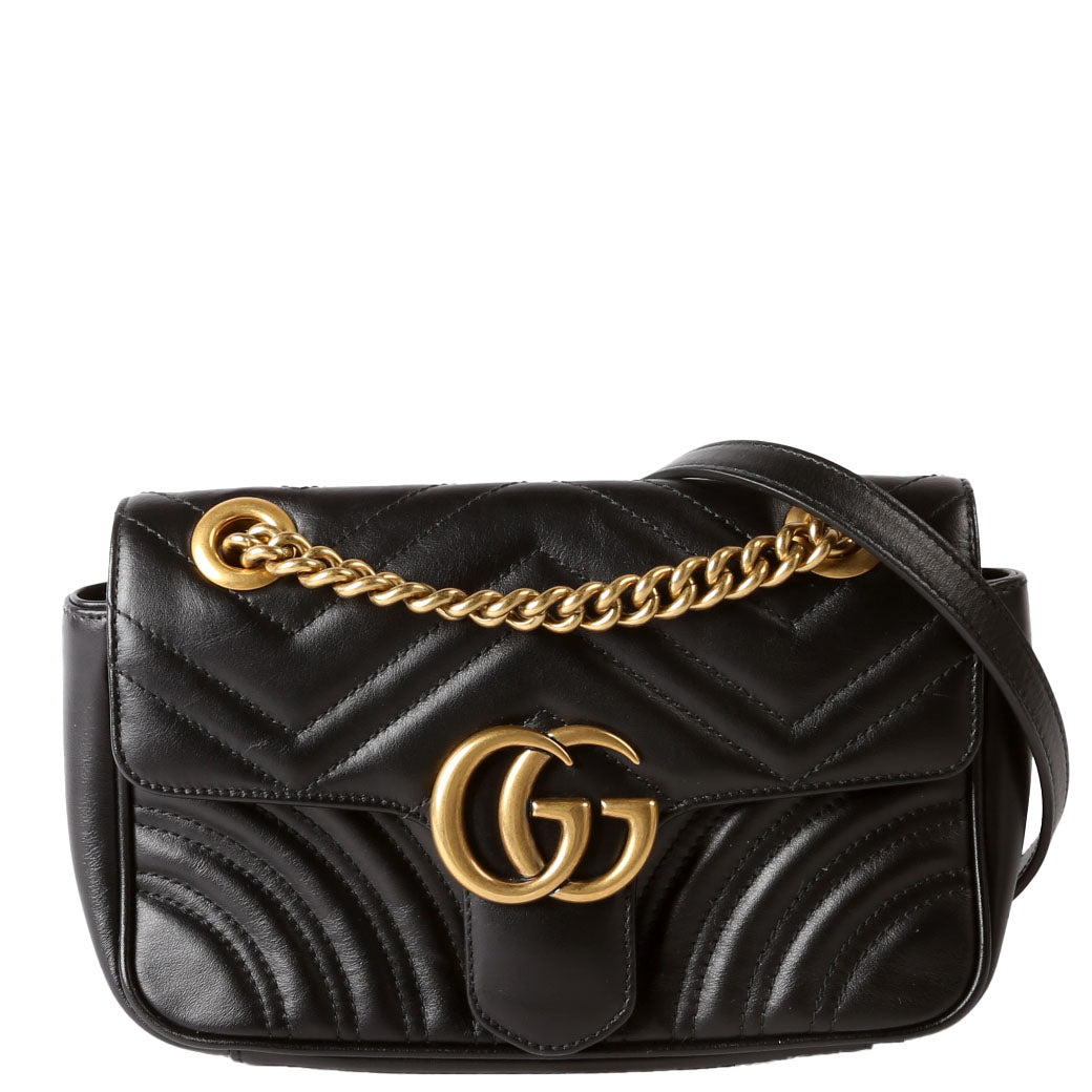 446744 Marmont Leather Shoulder Mini Flap Black