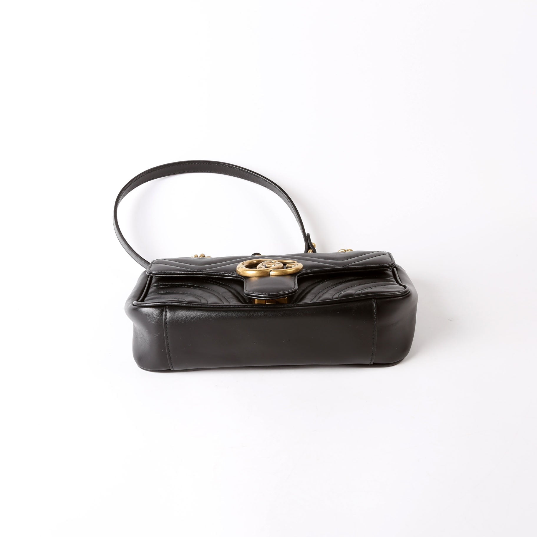 446744 Marmont Leather Shoulder Mini Flap Black