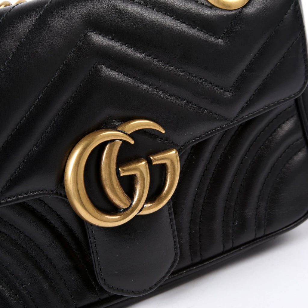 446744 Marmont Leather Shoulder Mini Flap Black
