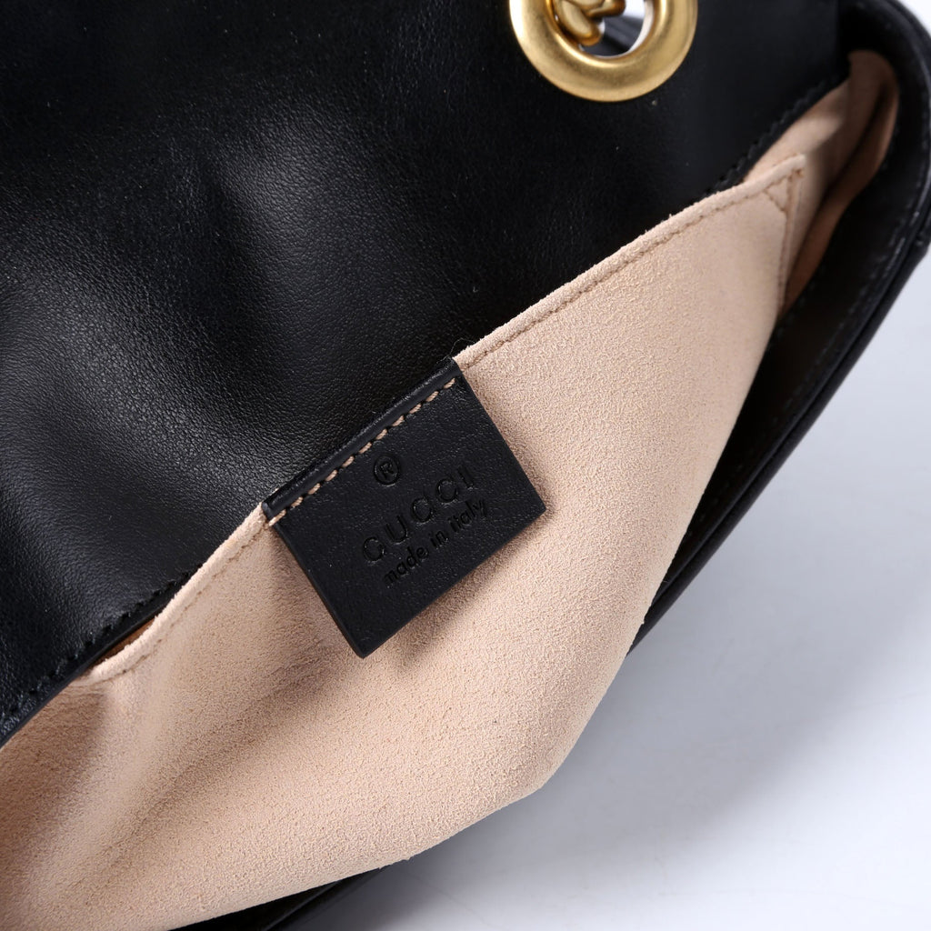 446744 Marmont Leather Shoulder Mini Flap Black