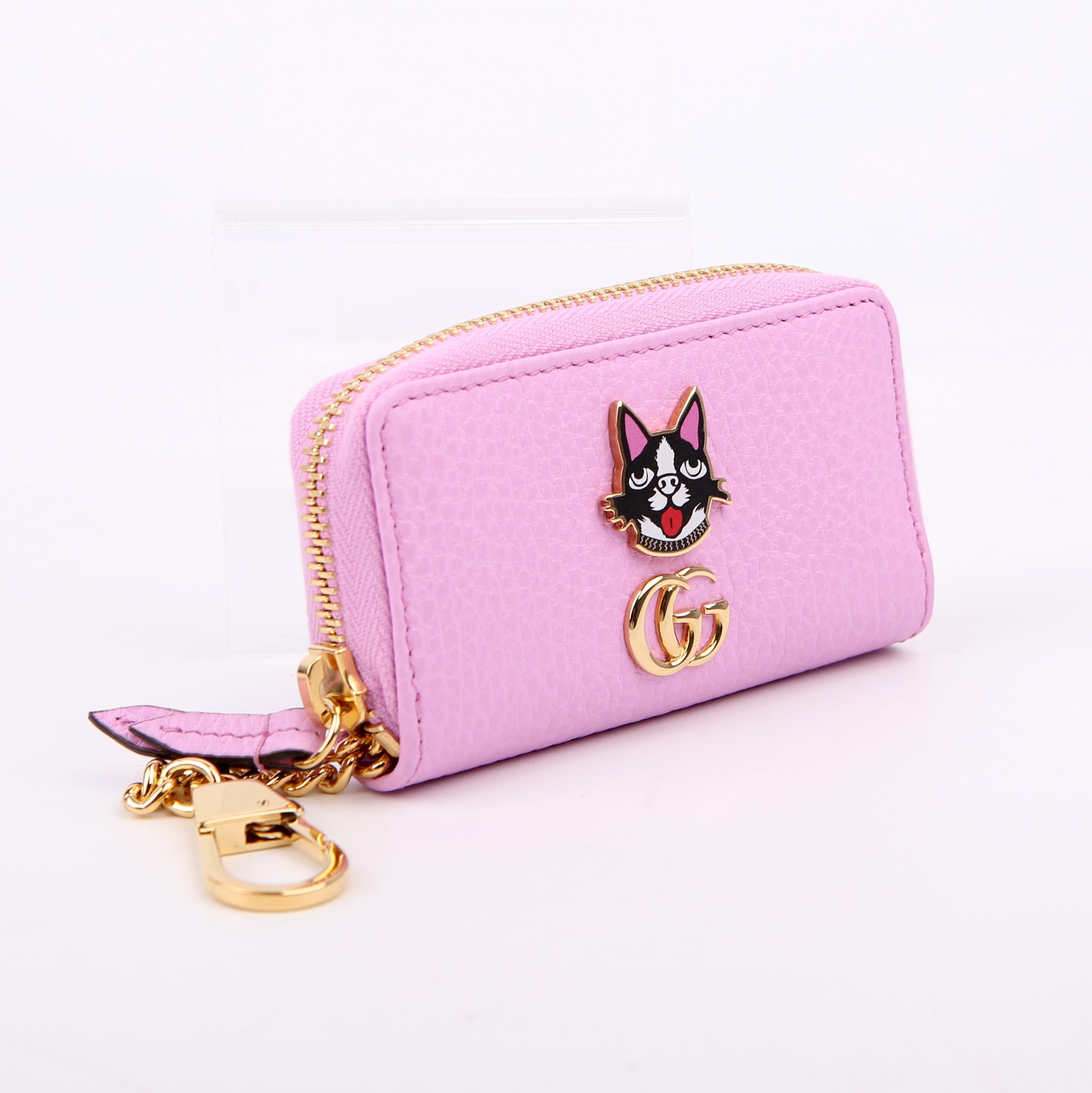 Gucci 499403 GG Marmont Bosco Key Case Pink