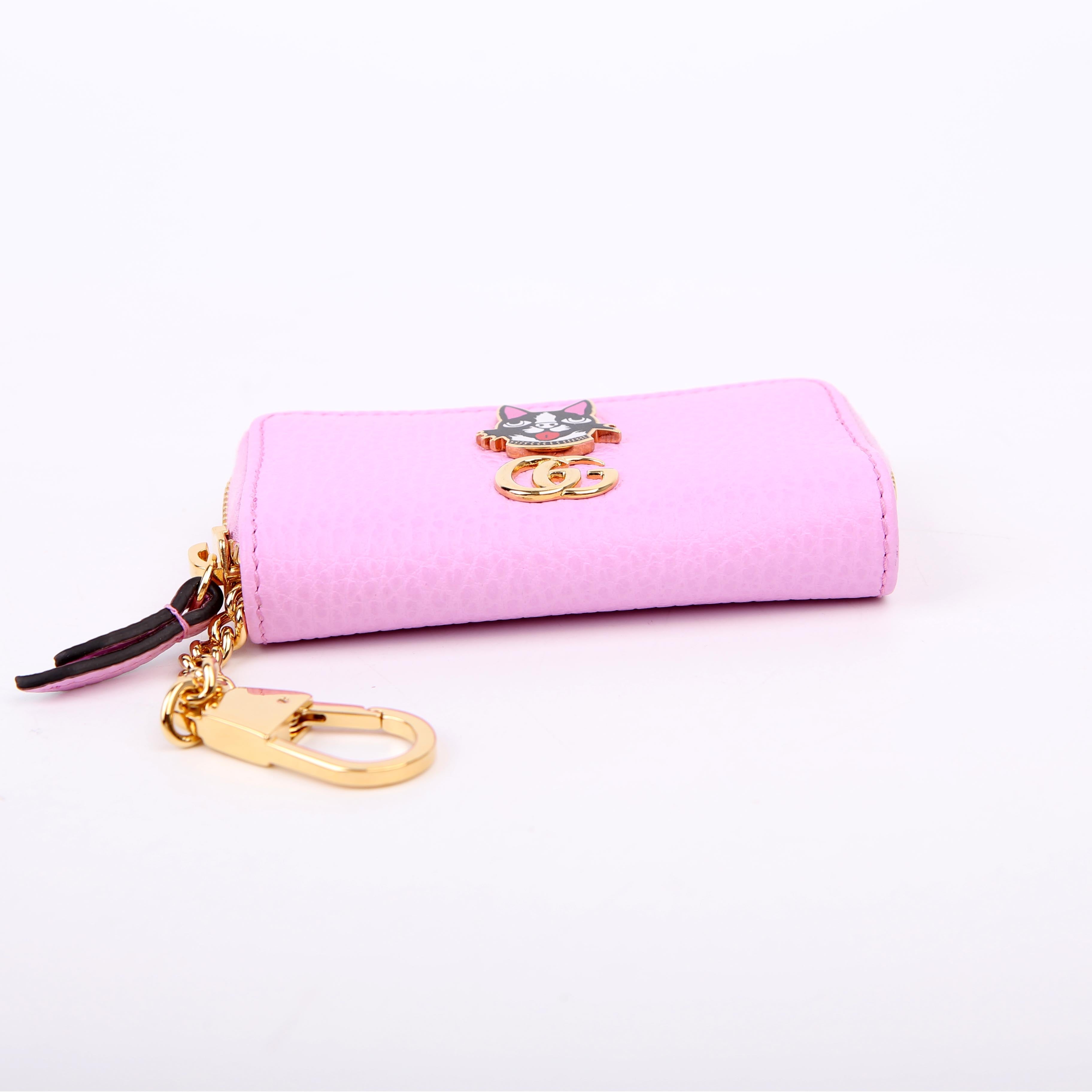 Gucci 499403 GG Marmont Bosco Key Case Pink