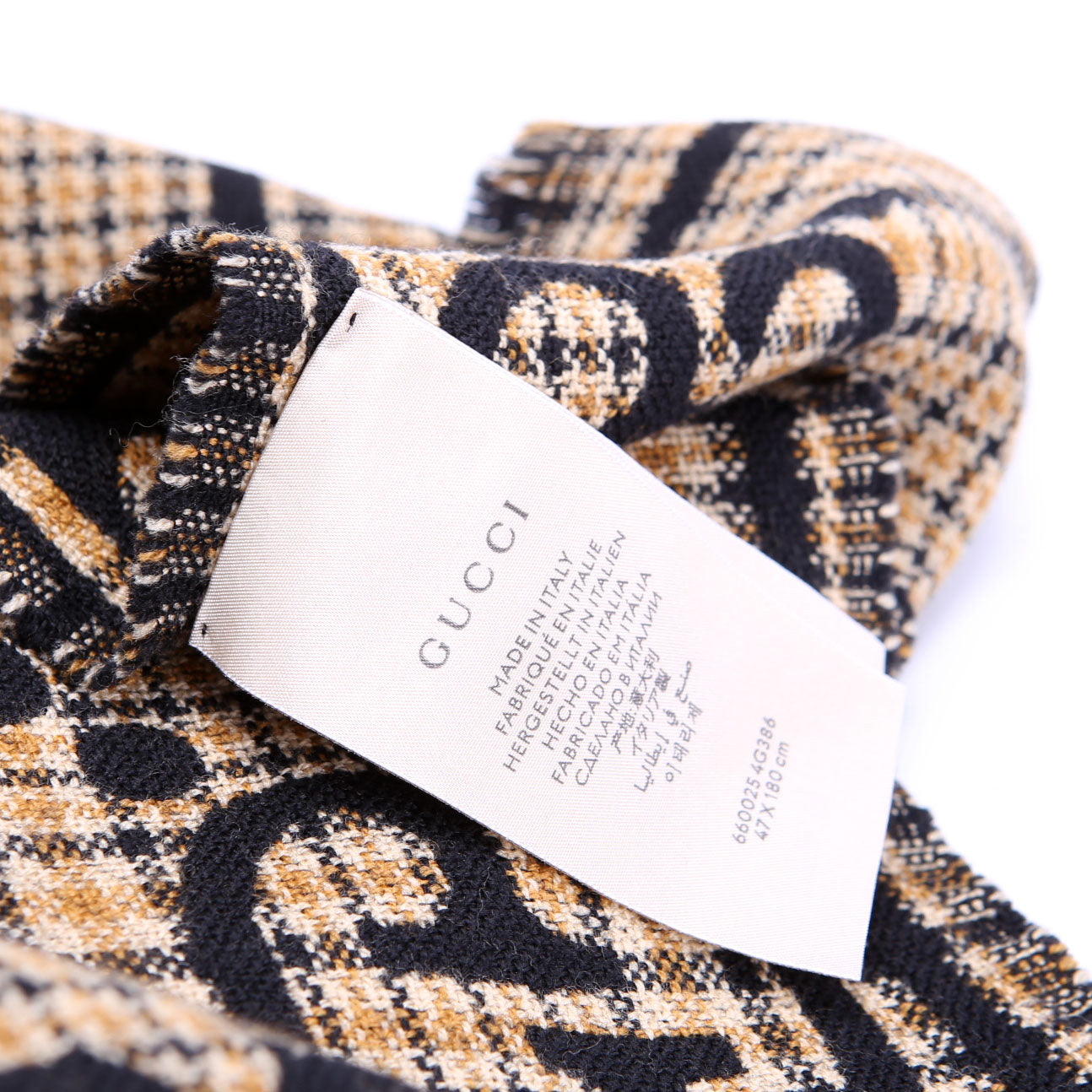 Gucci 660025 GG Check Wool Scarf