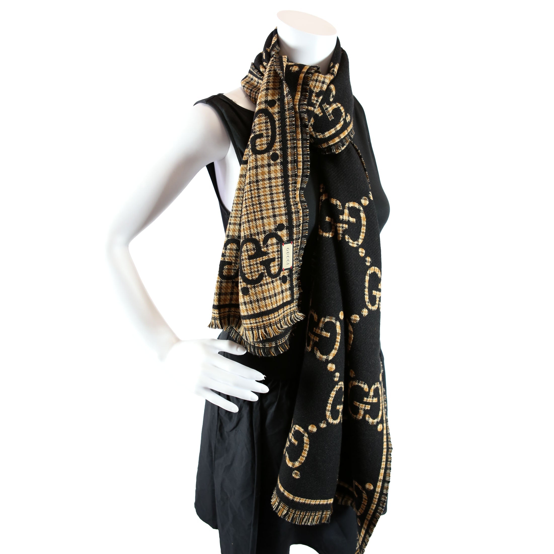 Gucci 660025 GG Check Wool Scarf