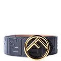 8C0585 F Is Fendi FF Embossed Belt Size 85/34 Black
