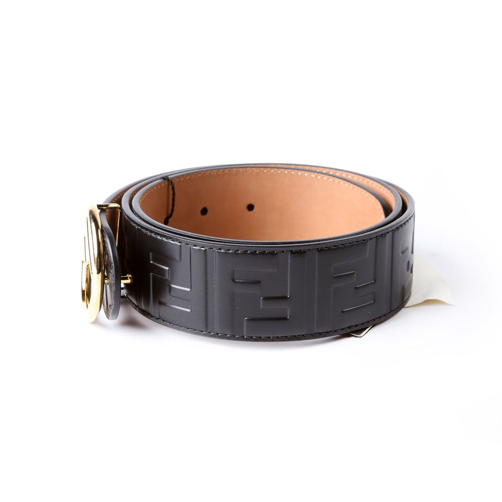 8C0585 F Is Fendi FF Embossed Belt Size 85/34 Black