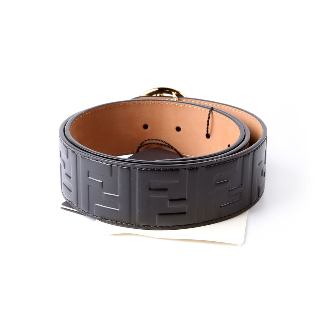 8C0585 F Is Fendi FF Embossed Belt Size 85/34 Black