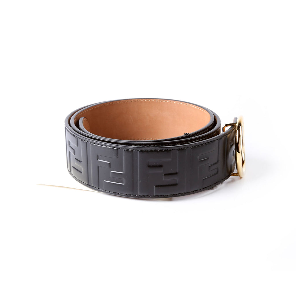 8C0585 F Is Fendi FF Embossed Belt Size 85/34 Black
