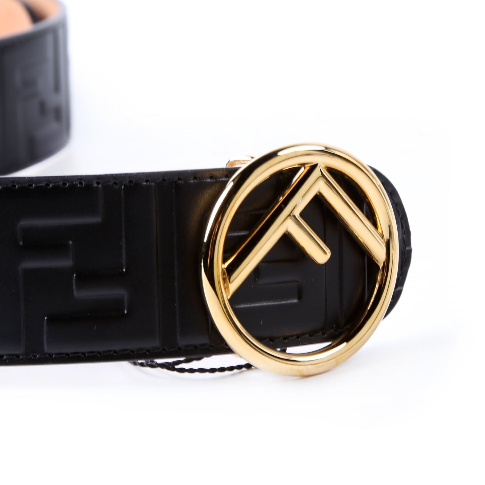 8C0585 F Is Fendi FF Embossed Belt Size 85/34 Black