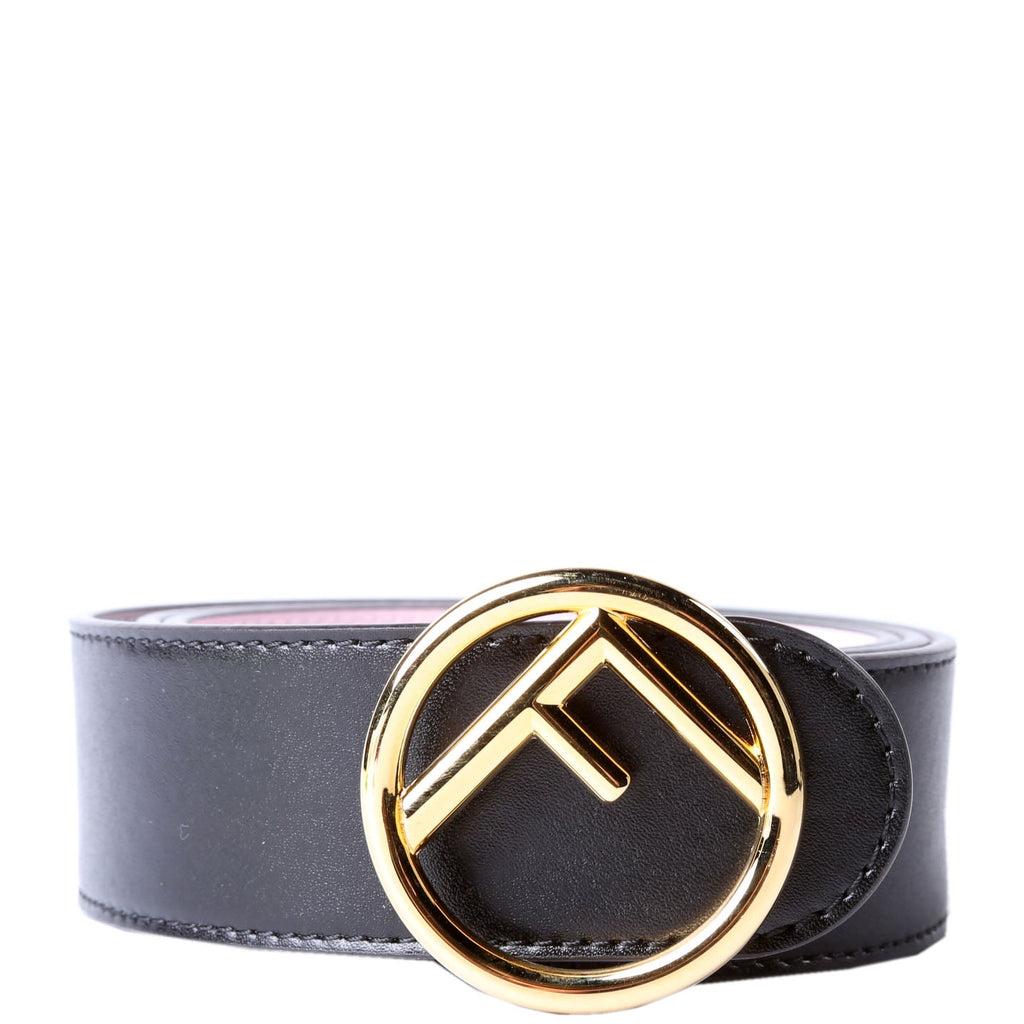 F Is Fendi Reversible Leather Belt Size 90 Black/Pink