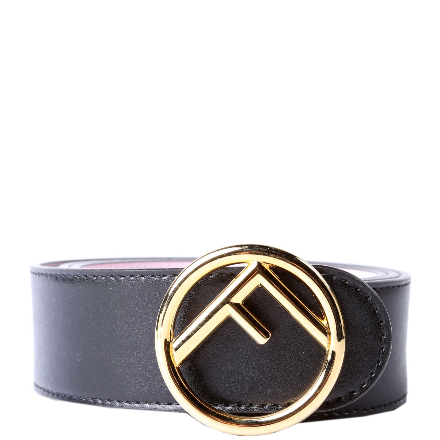 F Is Fendi Reversible Leather Belt Size 90 Black/Pink