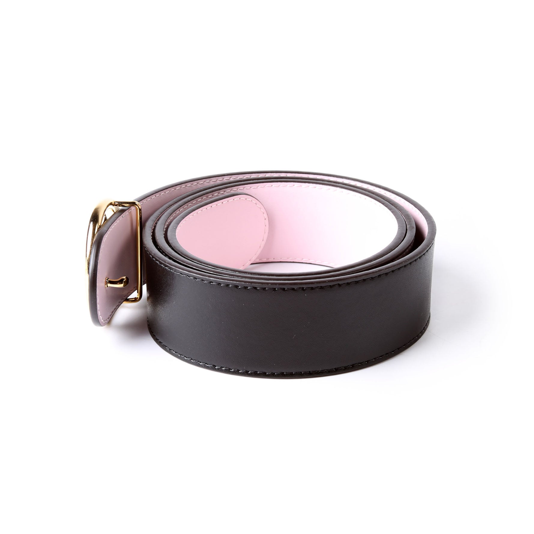 F Is Fendi Reversible Leather Belt Size 90 Black/Pink