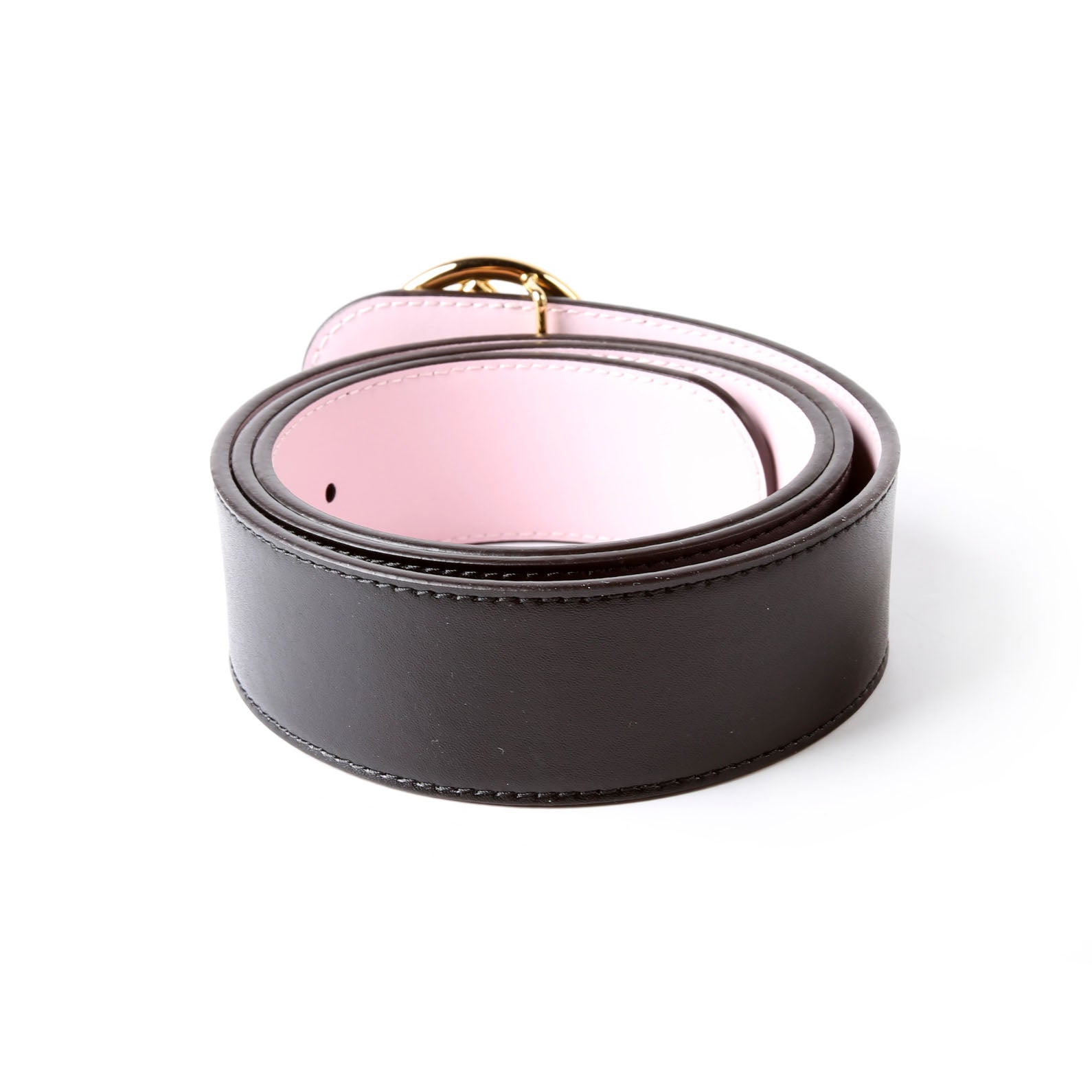F Is Fendi Reversible Leather Belt Size 90 Black/Pink