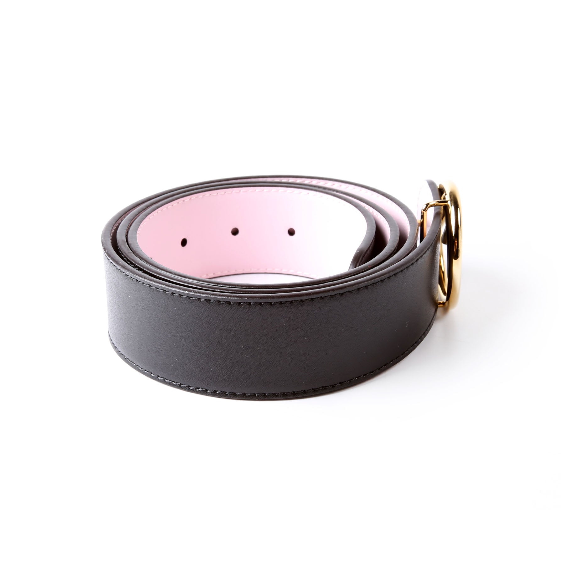 F Is Fendi Reversible Leather Belt Size 90 Black/Pink