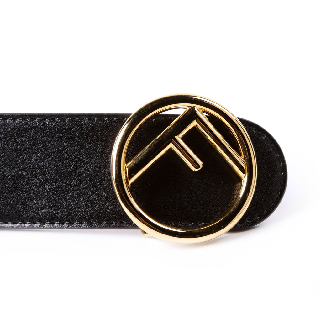 F Is Fendi Reversible Leather Belt Size 90 Black/Pink