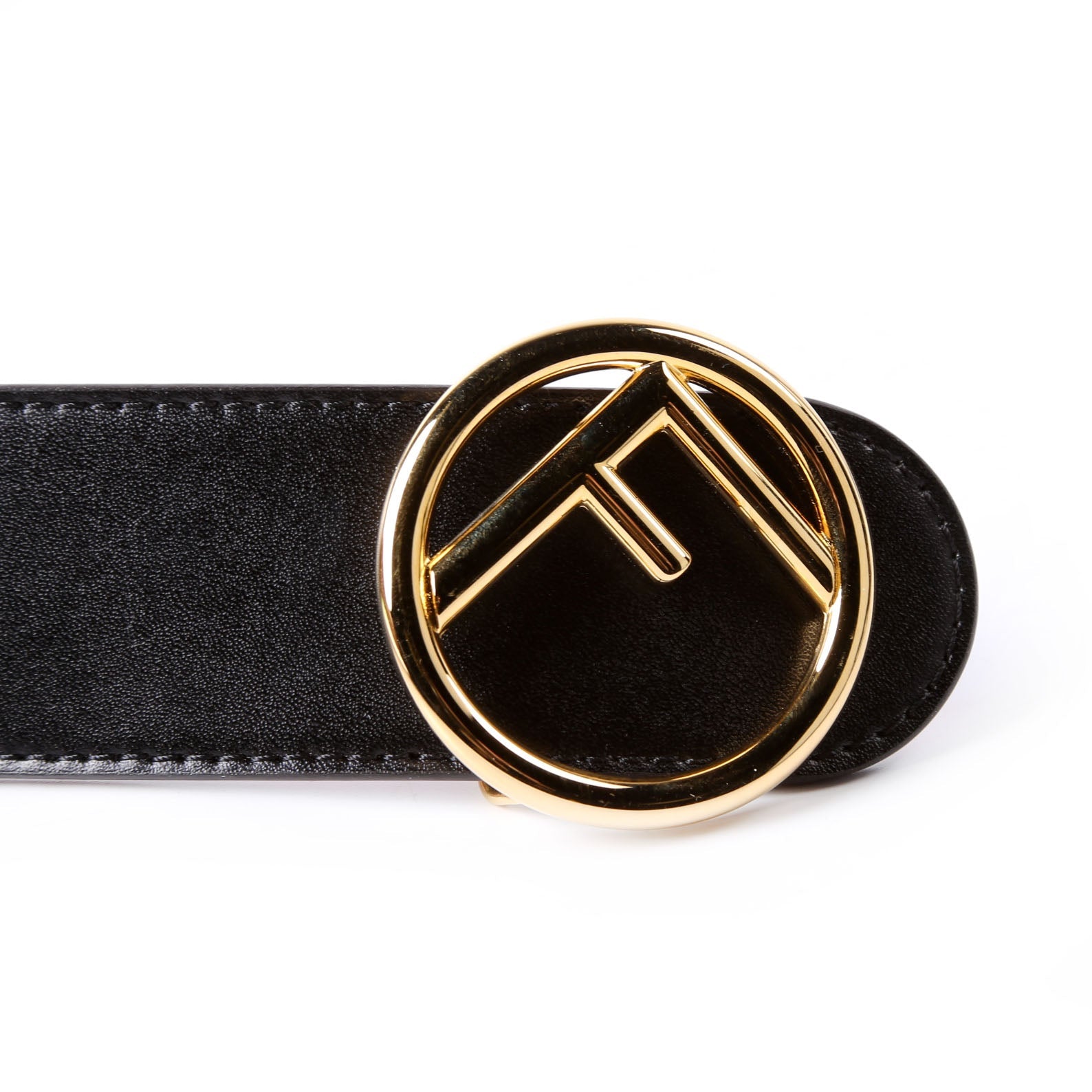 F Is Fendi Reversible Leather Belt Size 90 Black/Pink