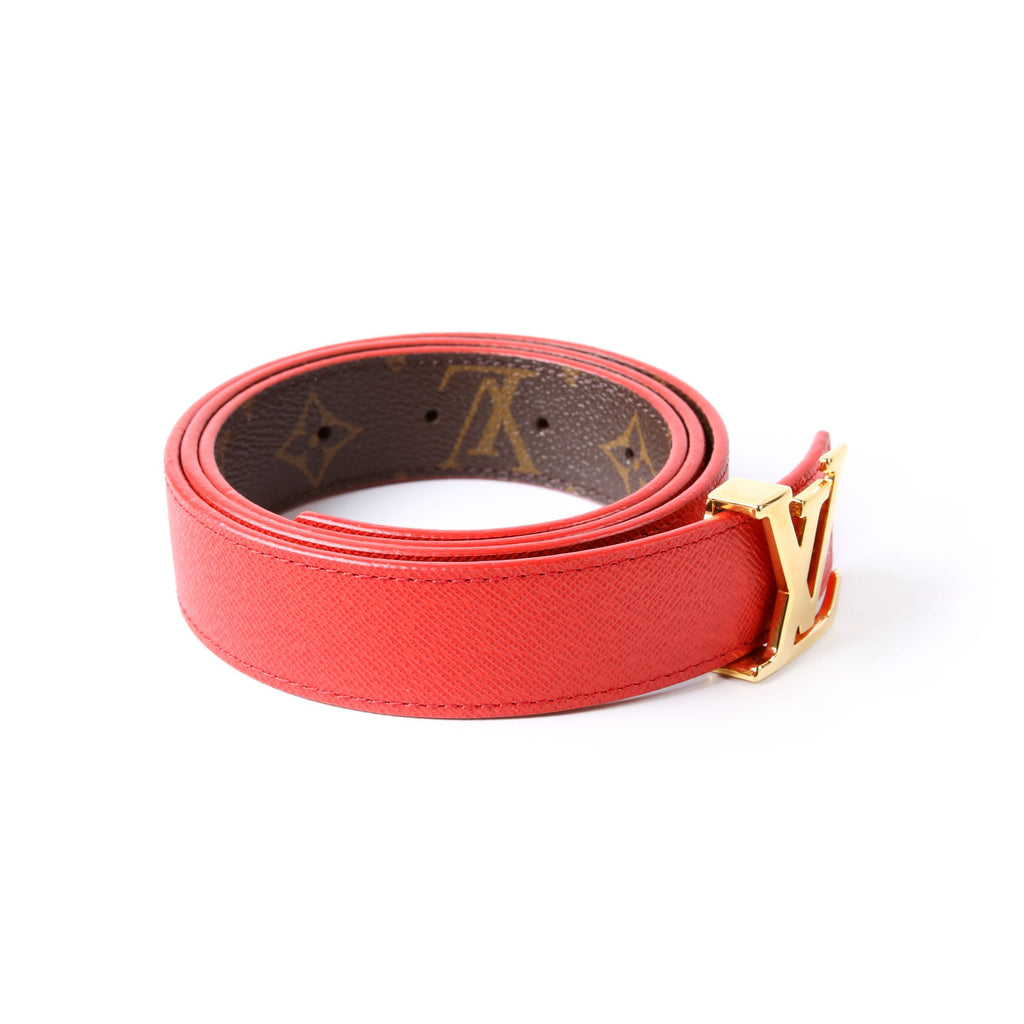 LV Initiales 30MM Reversible Leather/Monogram Belt Size 90/36 Red