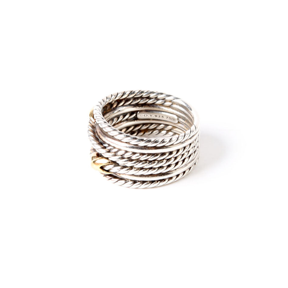 Double X Crossover Ring 925/750 Size 8.5