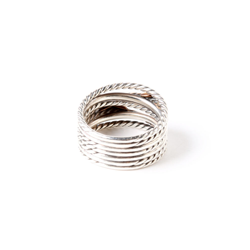Double X Crossover Ring 925/750 Size 8.5