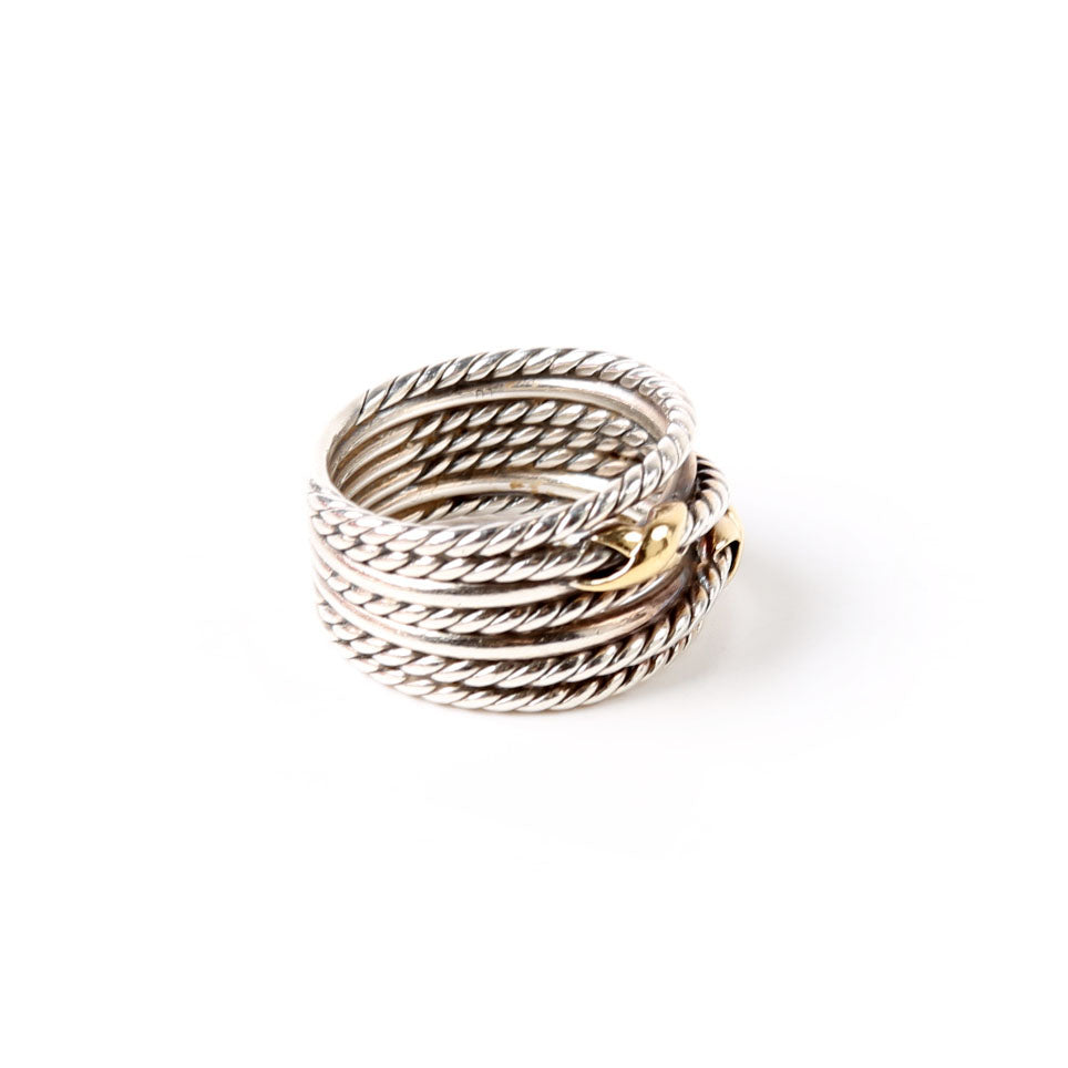 Double X Crossover Ring 925/750 Size 8.5