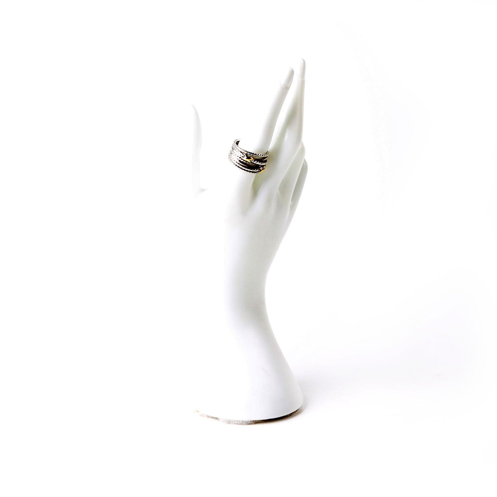 Double X Crossover Ring 925/750 Size 8.5