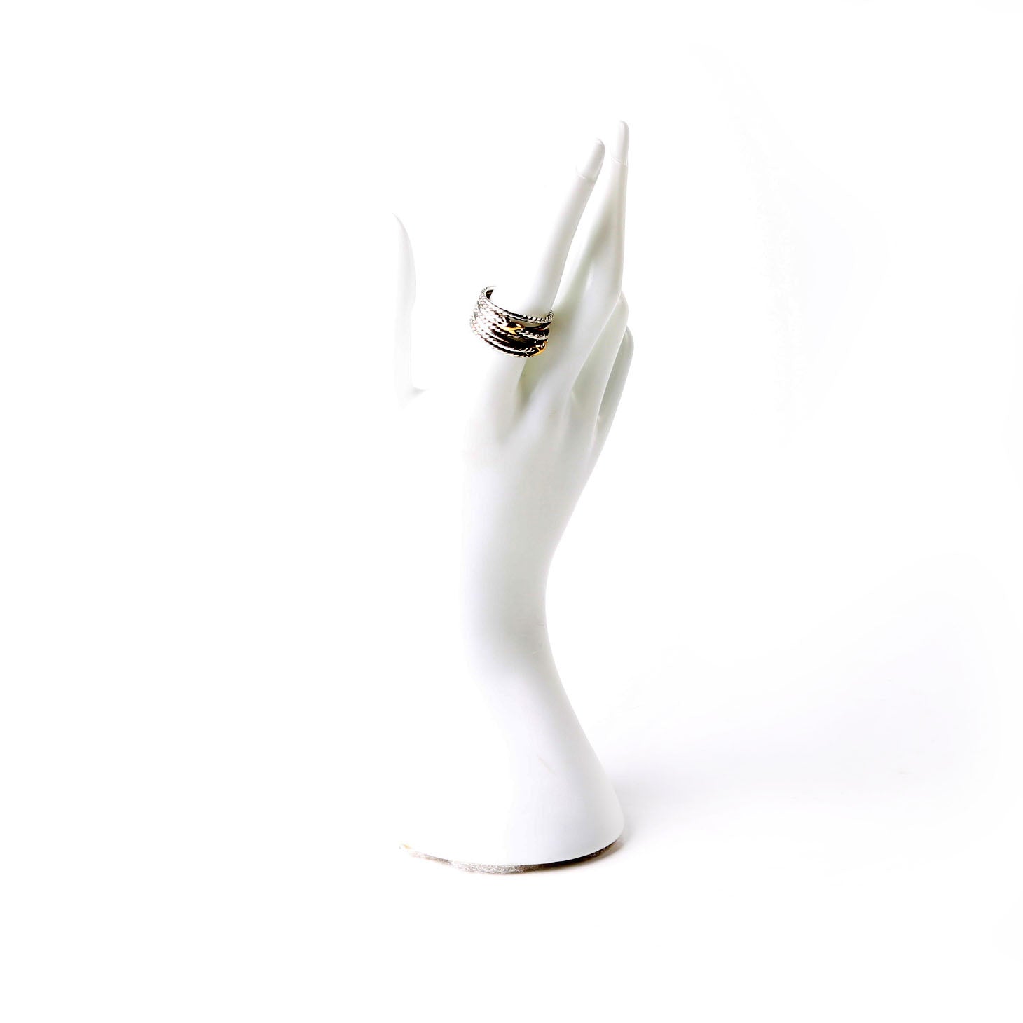 Double X Crossover Ring 925/750 Size 8.5
