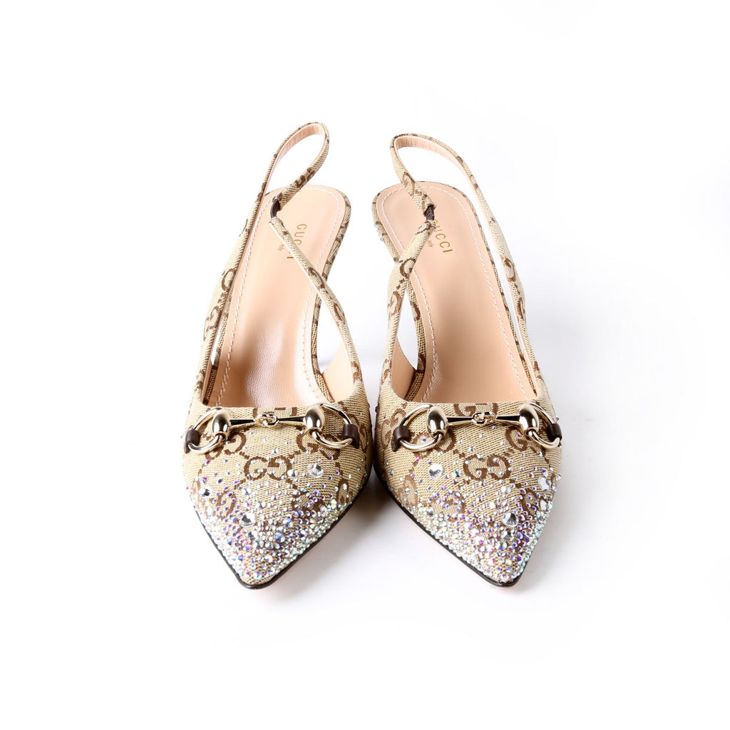 GG Crystal Horsebit Slingback Size 39.5