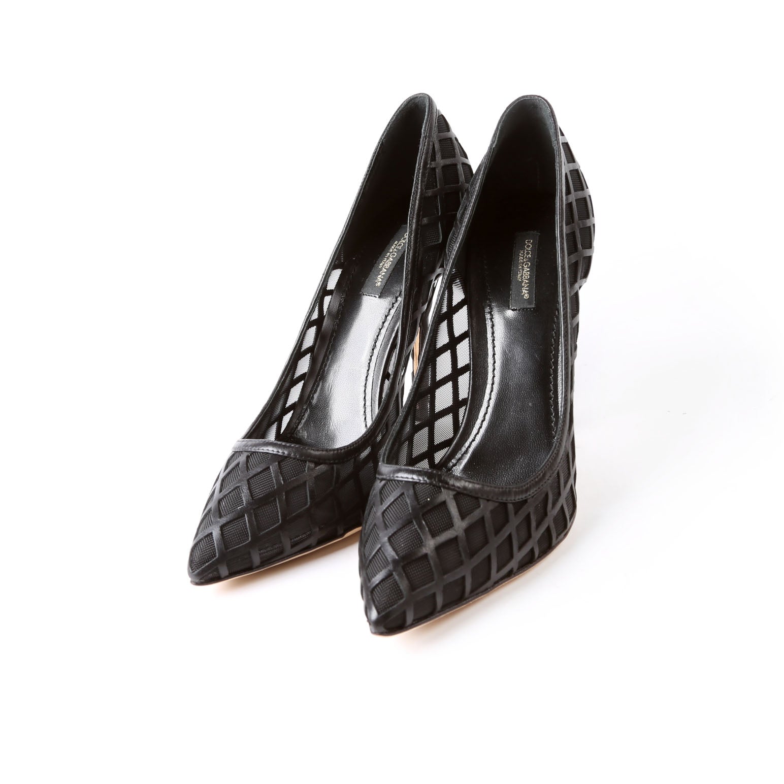 Mesh Pointed Toe Pumps Size 38.5 Black