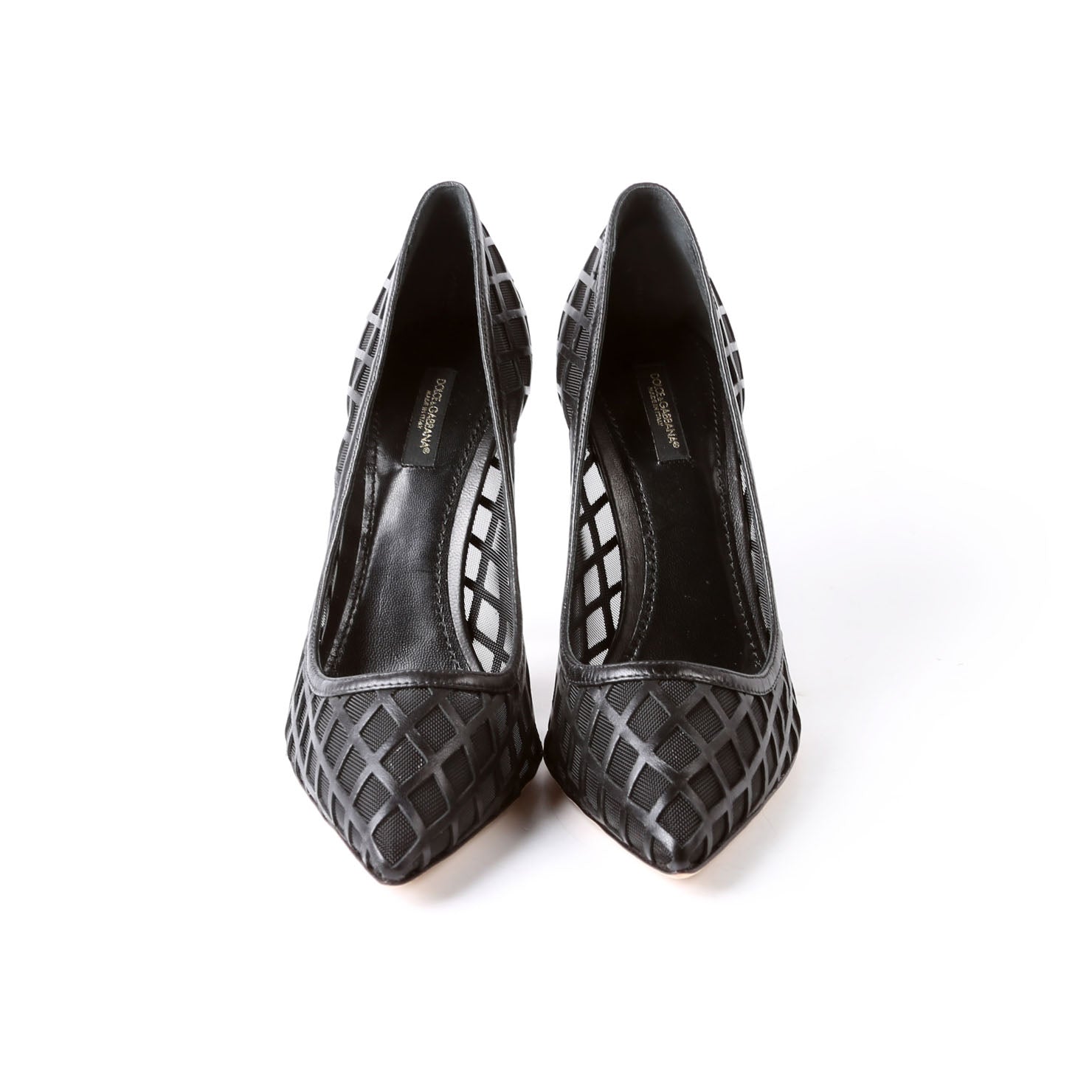 Mesh Pointed Toe Pumps Size 38.5 Black