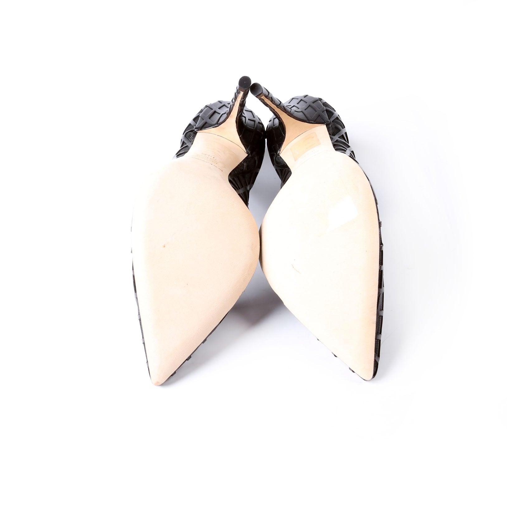 Mesh Pointed Toe Pumps Size 38.5 Black