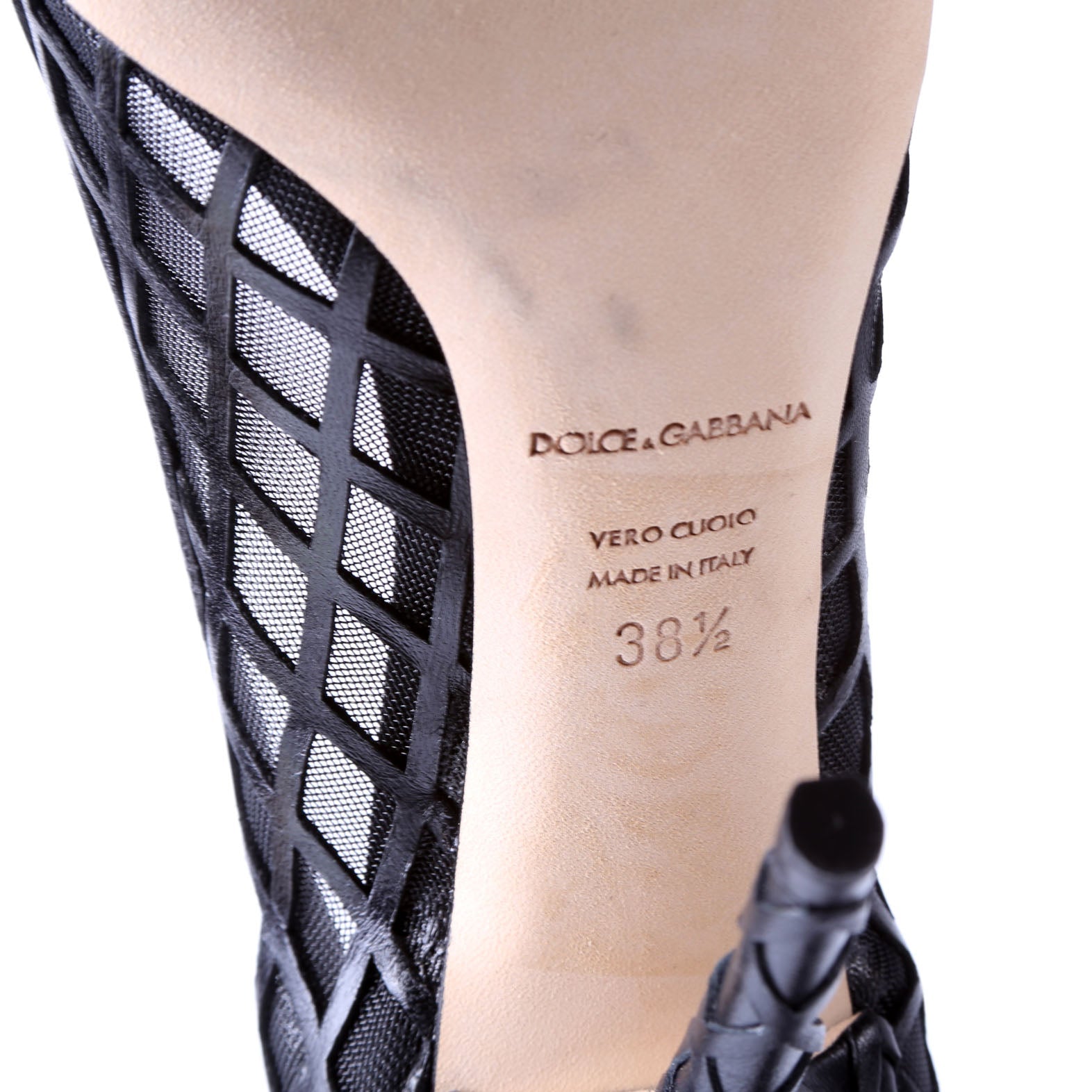Mesh Pointed Toe Pumps Size 38.5 Black