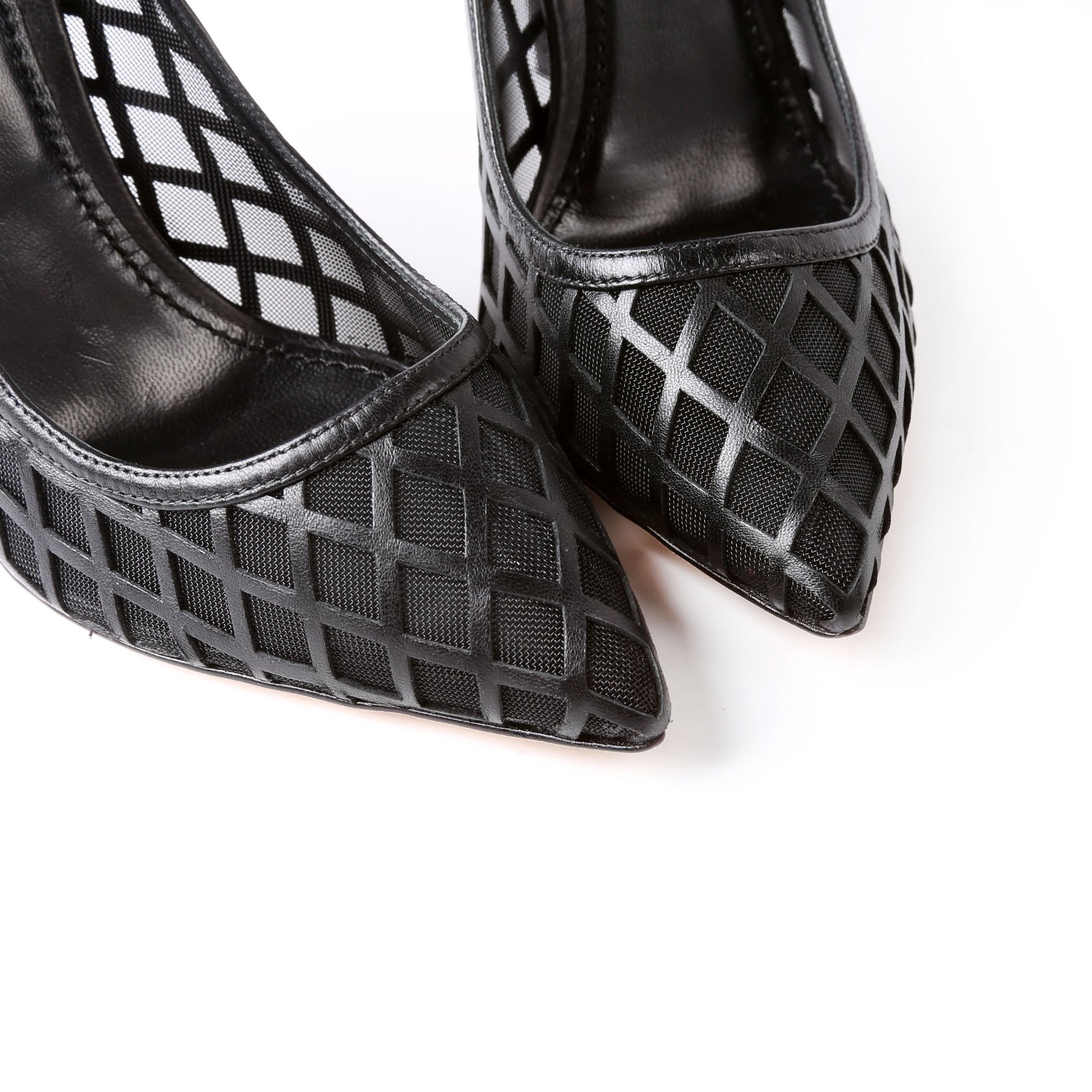Mesh Pointed Toe Pumps Size 38.5 Black