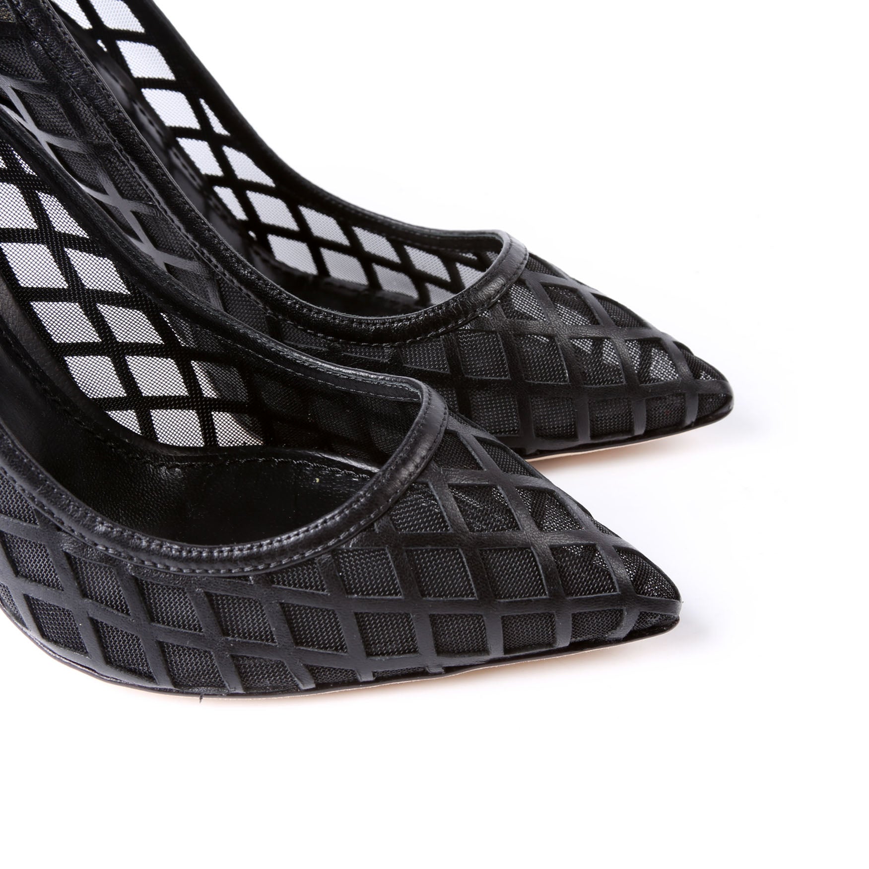 Mesh Pointed Toe Pumps Size 38.5 Black