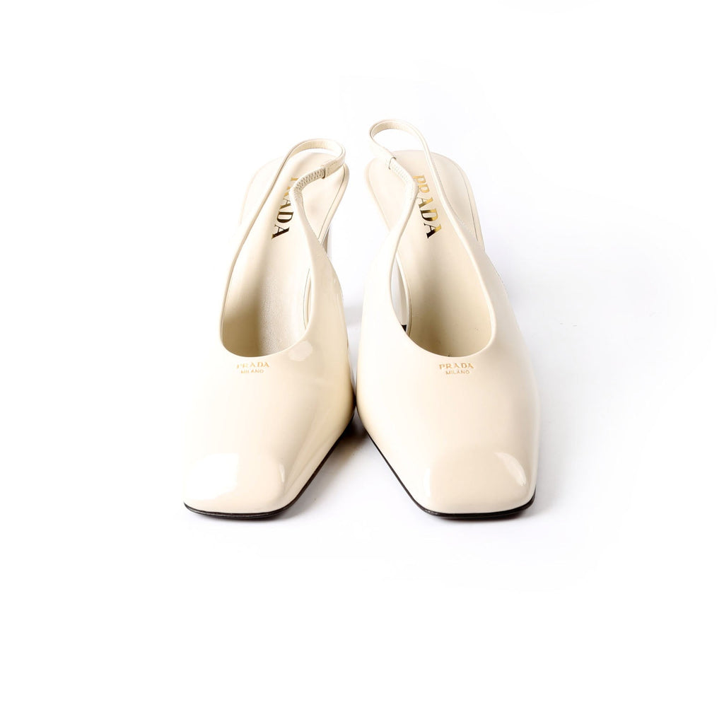 Patent 85MM Slingback Pumps Size 40 Cream