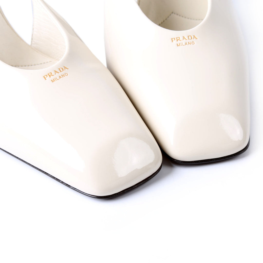 Patent 85MM Slingback Pumps Size 40 Cream