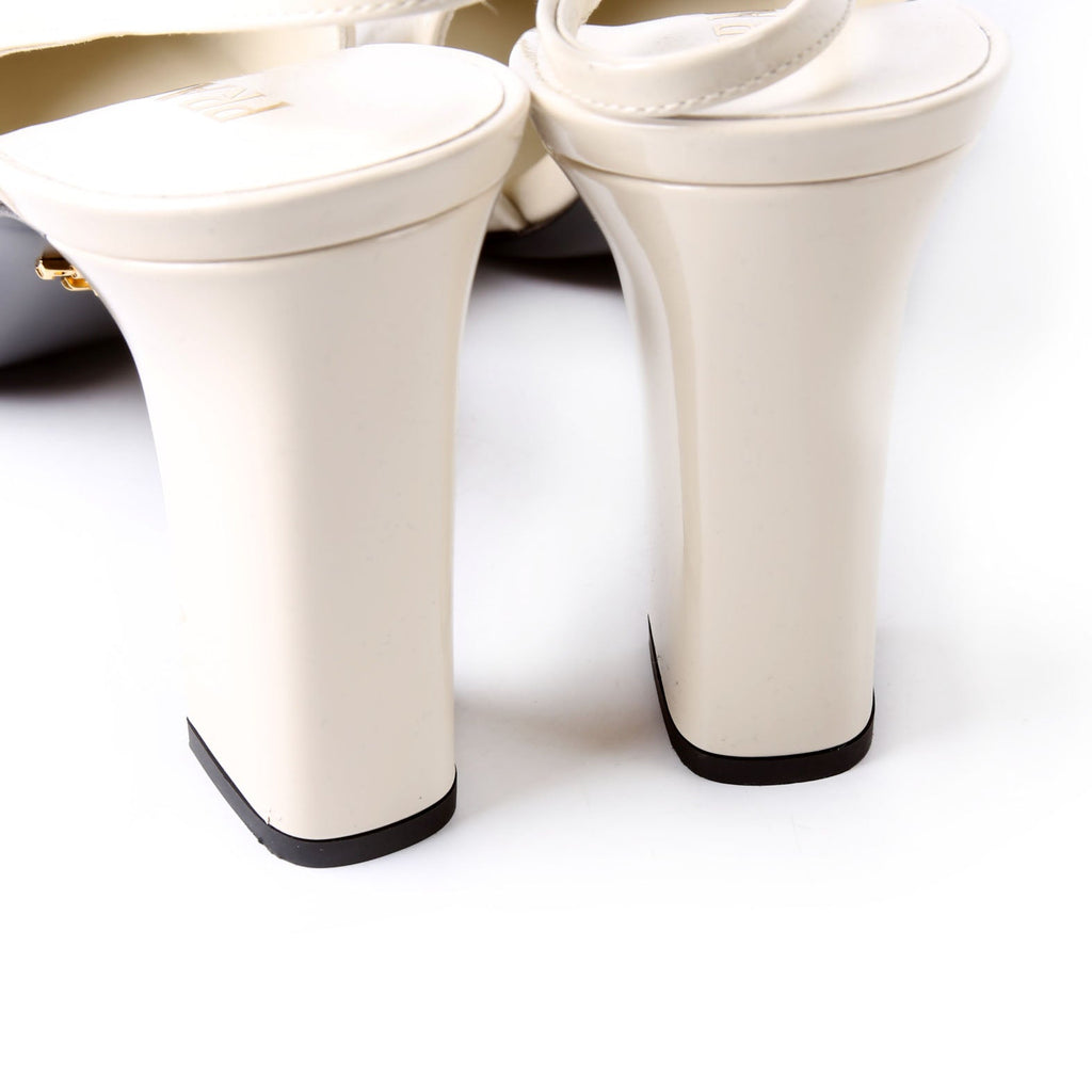 Patent 85MM Slingback Pumps Size 40 Cream