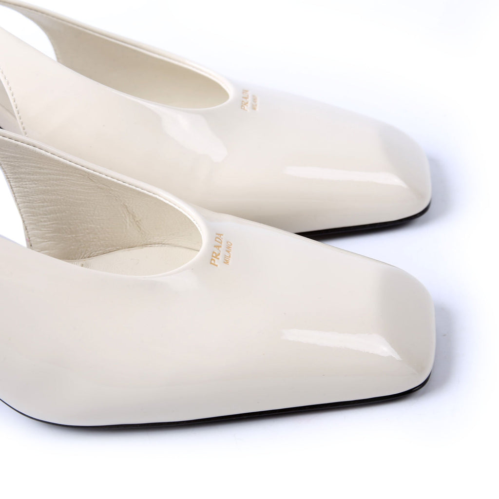Patent 85MM Slingback Pumps Size 40 Cream