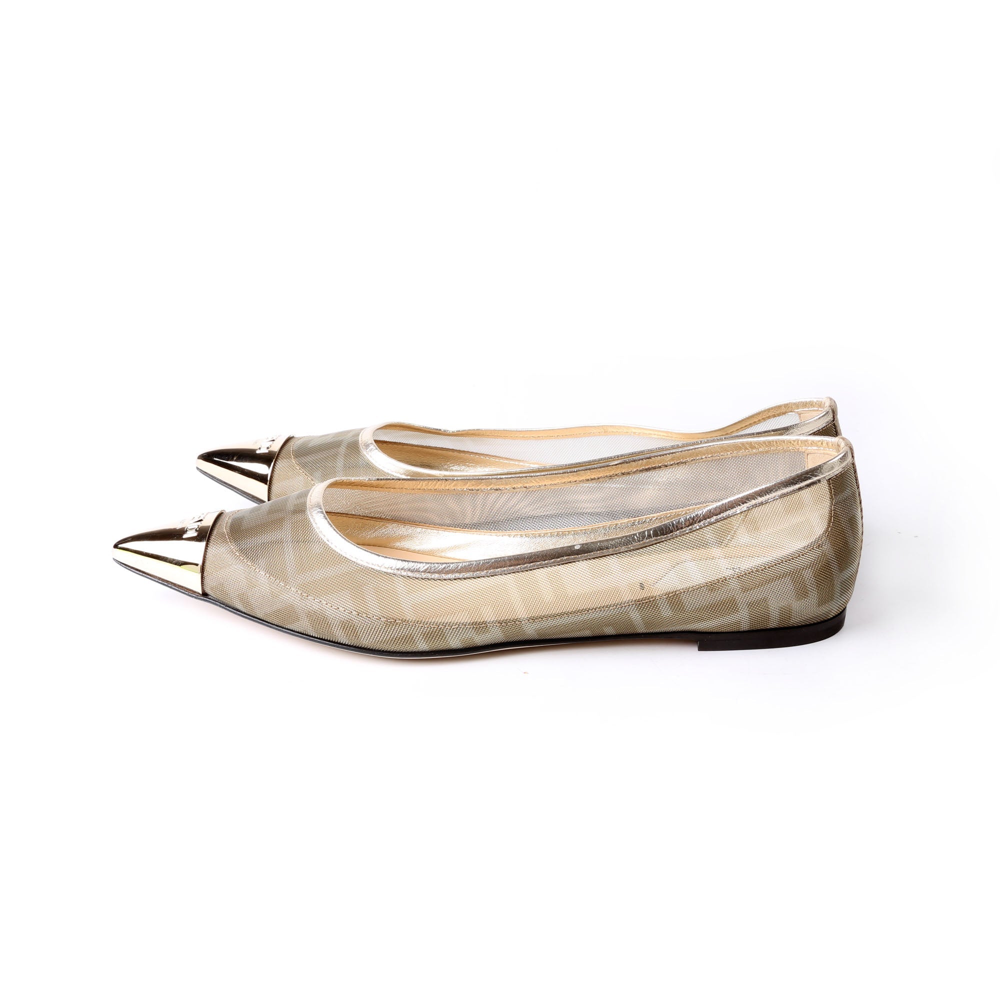 Colibri FF Mesh Pointed Ballet Flats Size 40.5 Gold