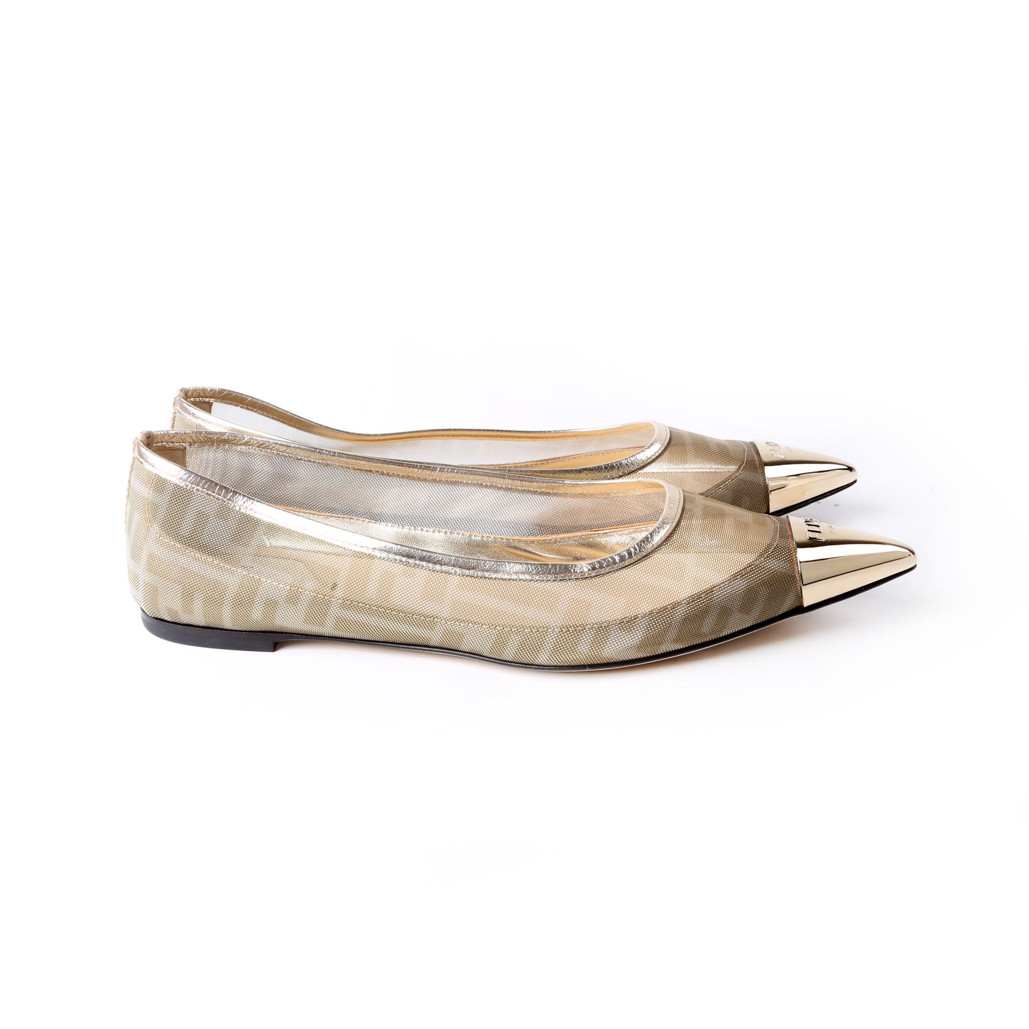 Colibri FF Mesh Pointed Ballet Flats Size 40.5 Gold