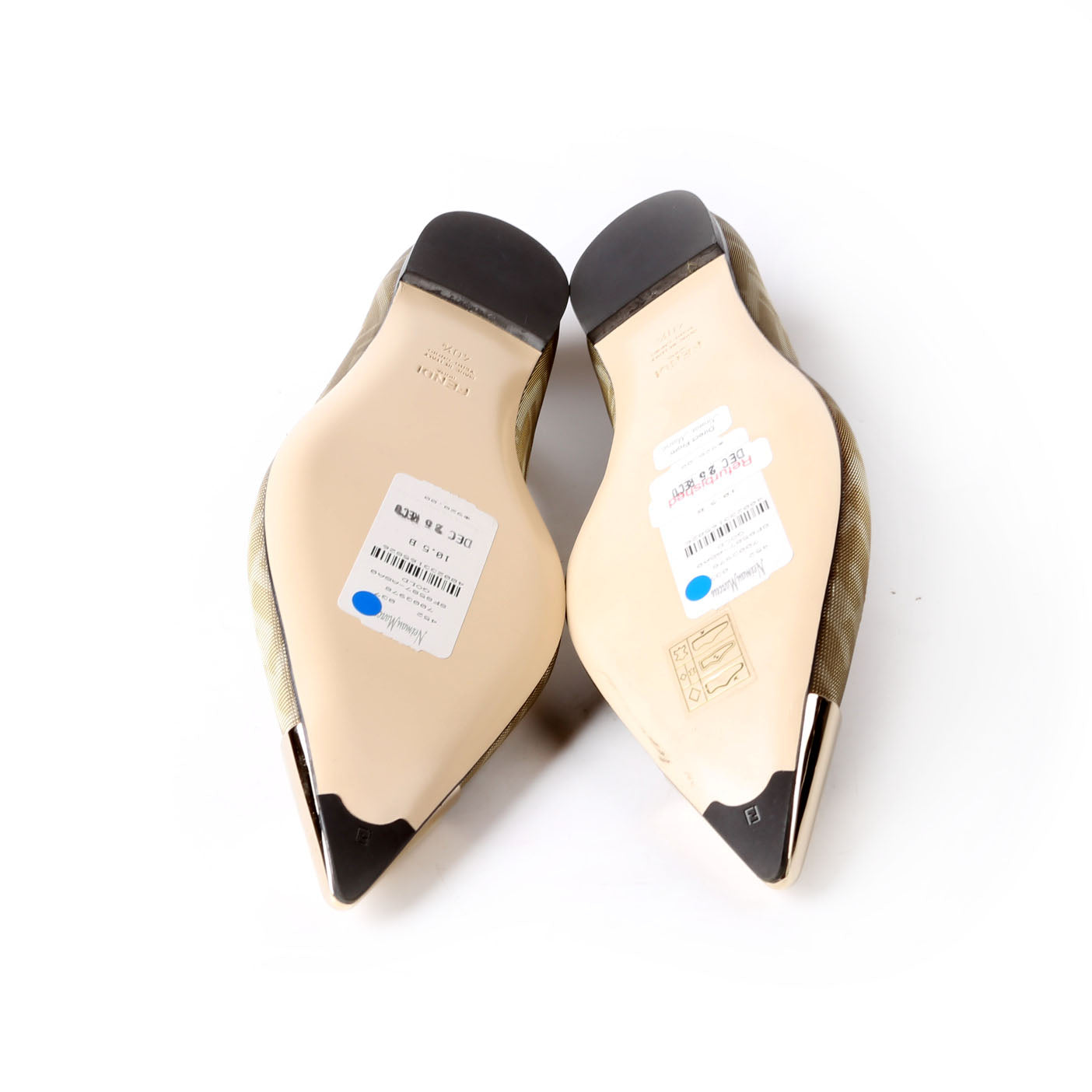 Colibri FF Mesh Pointed Ballet Flats Size 40.5 Gold