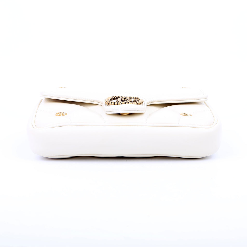 Gucci 768293 Marmont GG Studded With Card Holder Deerskin Cream